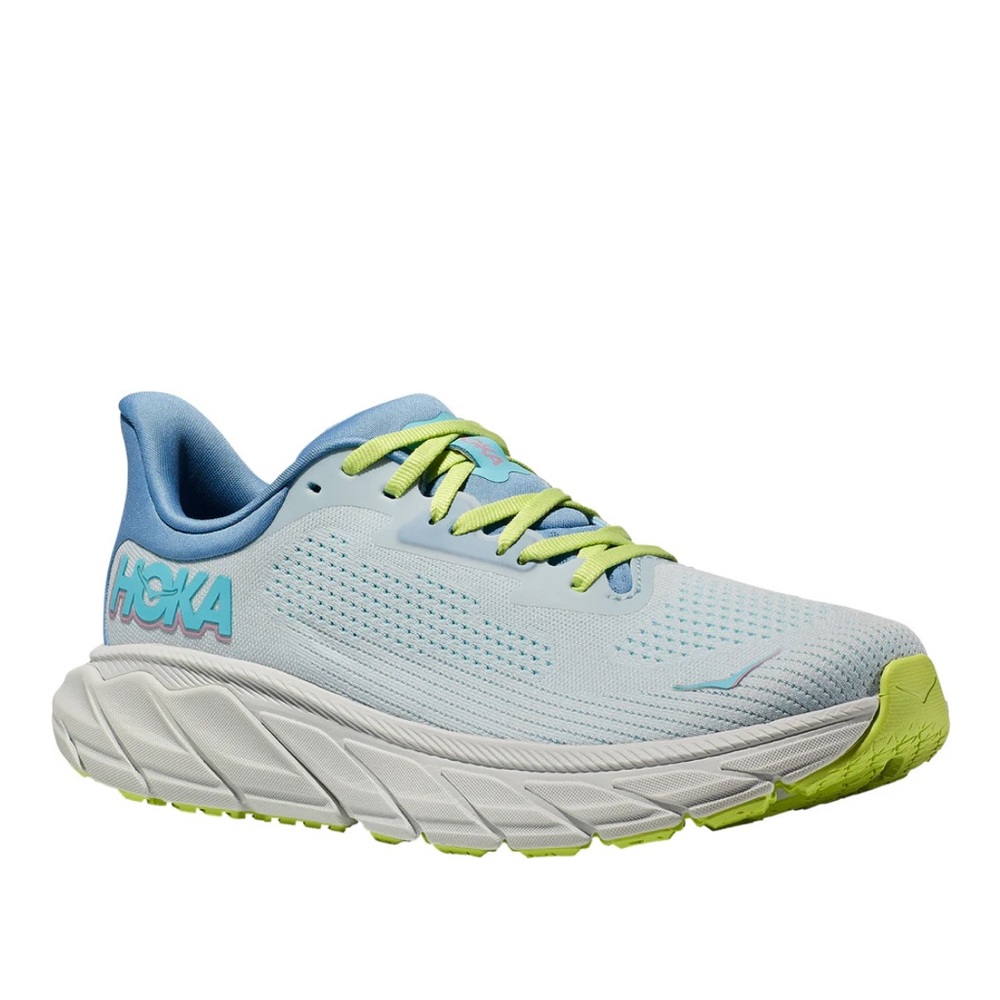 Hoka Light Blue and Lime Green Running Shoes